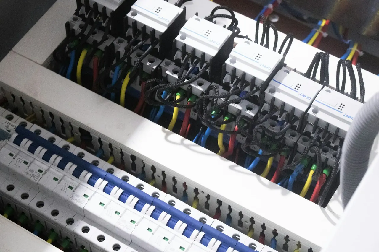 Cableado de protecciones y bornas en un cuadro eléctrico